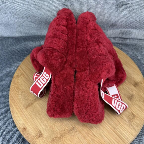 UGG Shoes Womens Size 8 Red Fluff Yeah Slide Shearling Slingback Slippers Plush - Picture 7 of 11